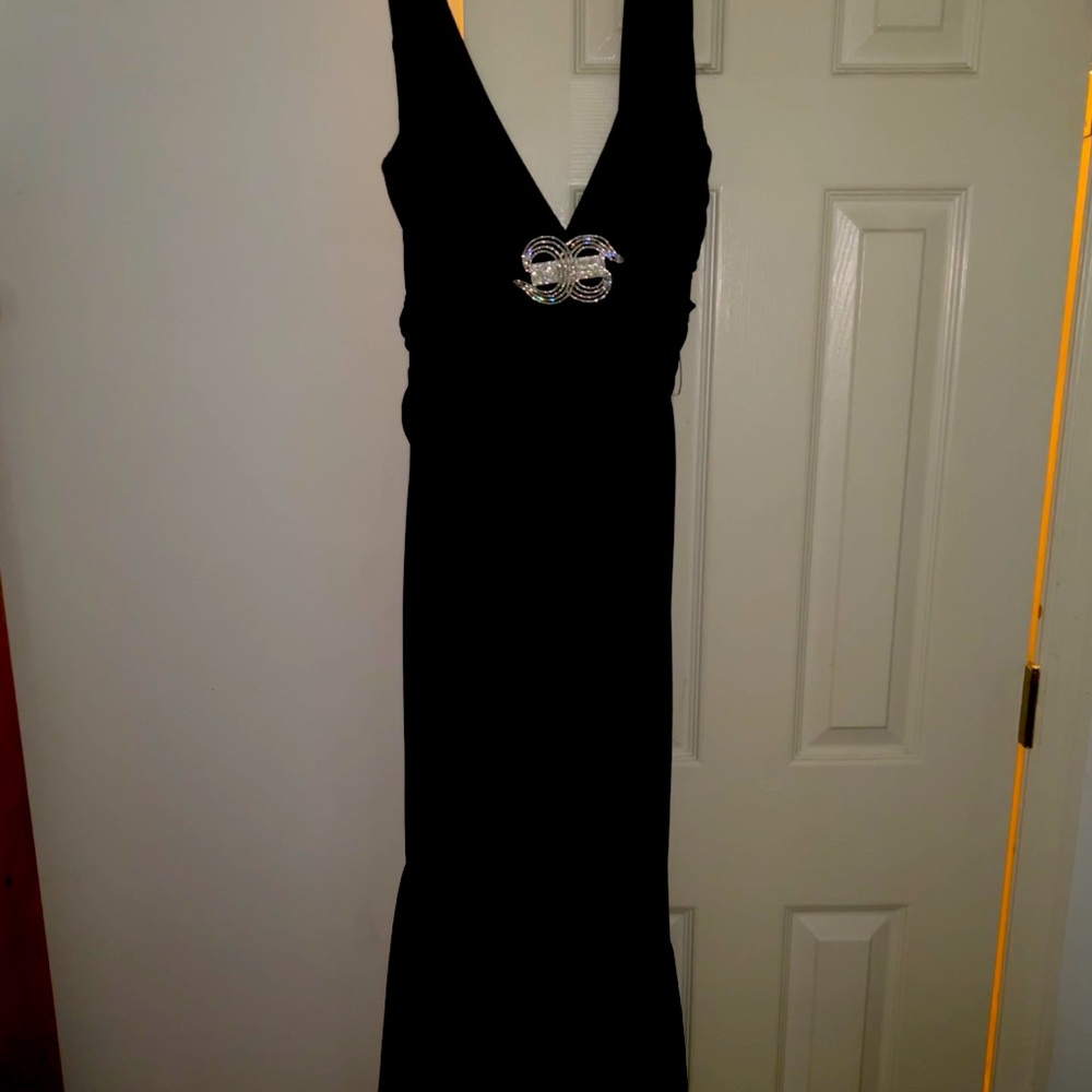 Black backless long dress